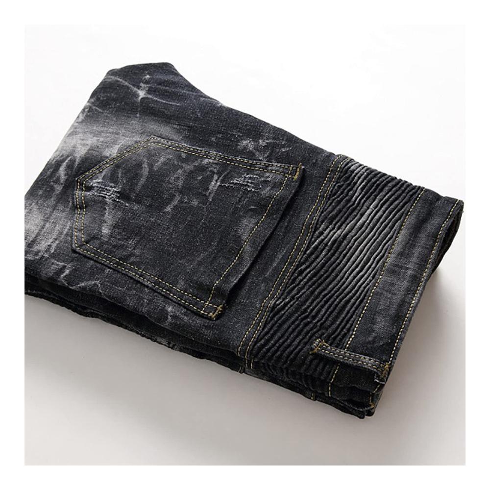 Herren Jogginghosen Lockere Baggy Jeans mit hohem Bund Destroyed-Look elegantem Hausanzug weitem Bein Strandhose Patchwork-Streifen Löchern und Taschen