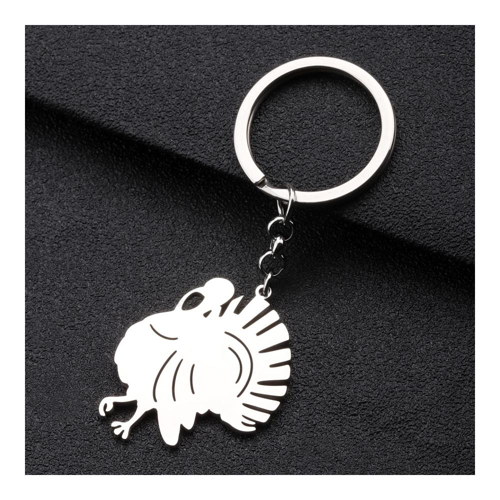 Damen Edelstahl Truthahn Schlüsselanhänger - Niedlicher Huhn Charm für Frauen Mädchen Autozubehör & Geschenke