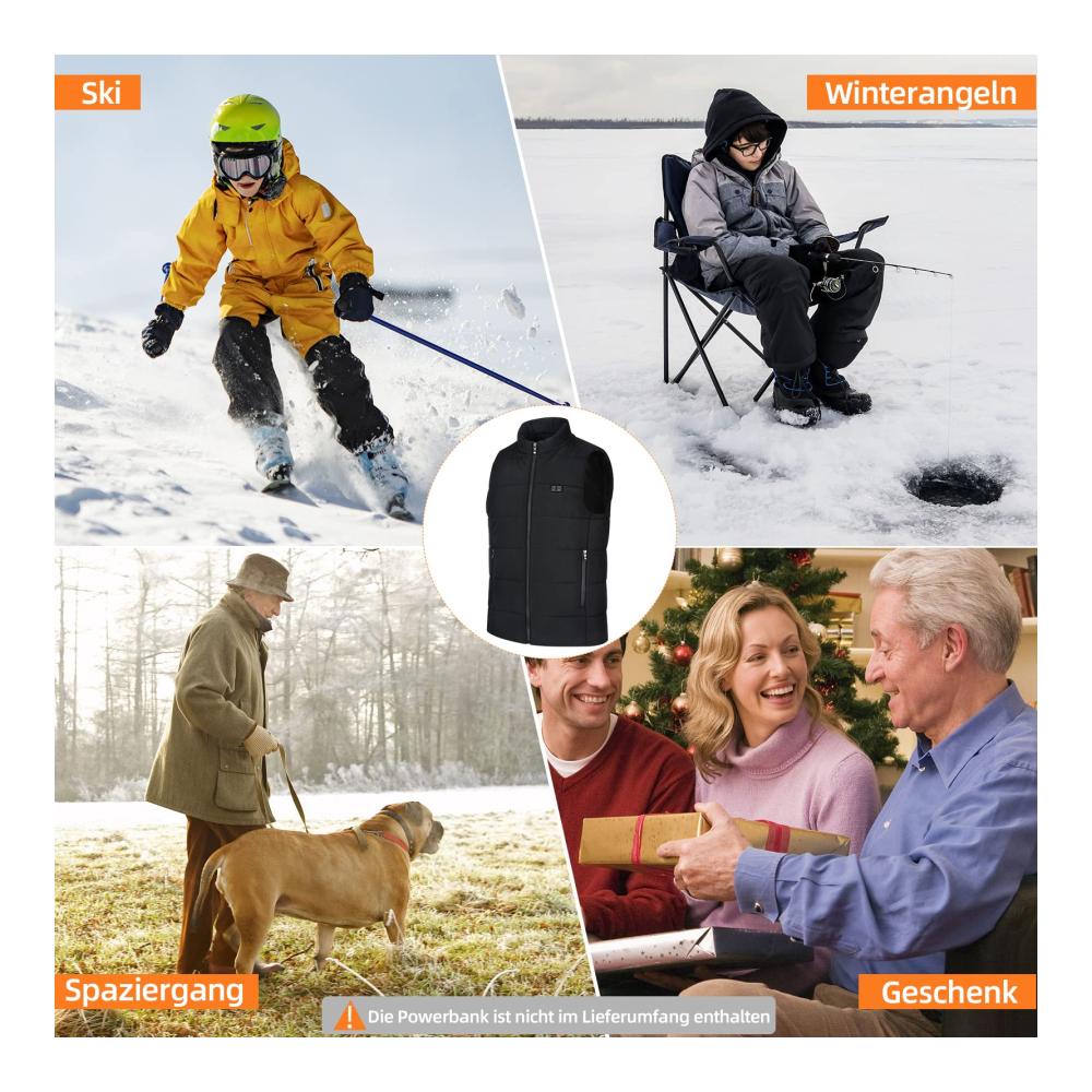 Beheizte Herrenweste mit 3-Stufen-Heizmodus waschbar - Ideal für Winter Outdoor-Aktivitäten Wandern Skifahren - Batterie nicht enthalten