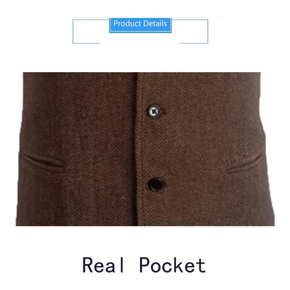 Herren Anzugweste in Braun Einreiher-Design mit Echten Taschen Formelle Kleidungsweste in Größe M (XS-3XL