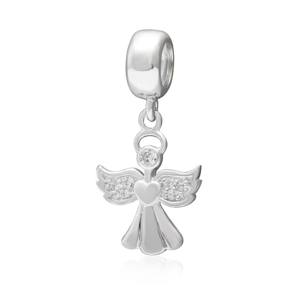 925er-Sterlingsilber Bead Charms Anhänger für Pandora-Bettelarmbänder - Engel mit Herz Design Perfekt für Valentinstagsgeschenke