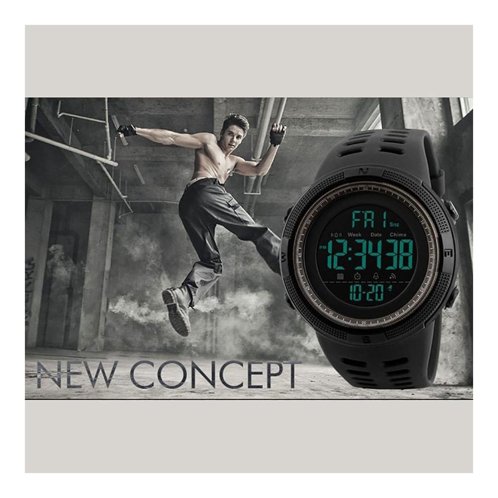Digital-Armbanduhr für Herren Skmei DG1251 mit großem Display Kunstharz-Armband Stoppuhr und Alarm