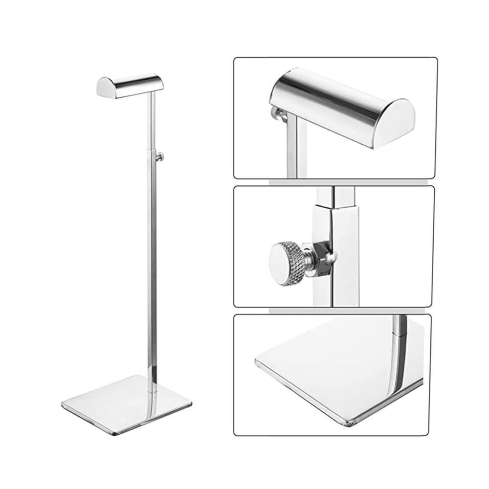 Metall Schmuckständer und Geldbörsen-Display Set aus 2 Handtaschen-Ständern mit poliertem Design einstellbarer Höhe und einzelnen Haken. Silberfarbener Taschenständer für Boutique-Stores – Organisieren Sie Ihre Handtaschen stilvoll