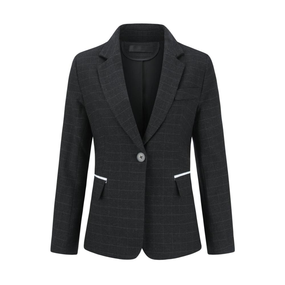 Kariertes Damen Sakko Elegant-lässiger Longblazer für Business und Freizeit