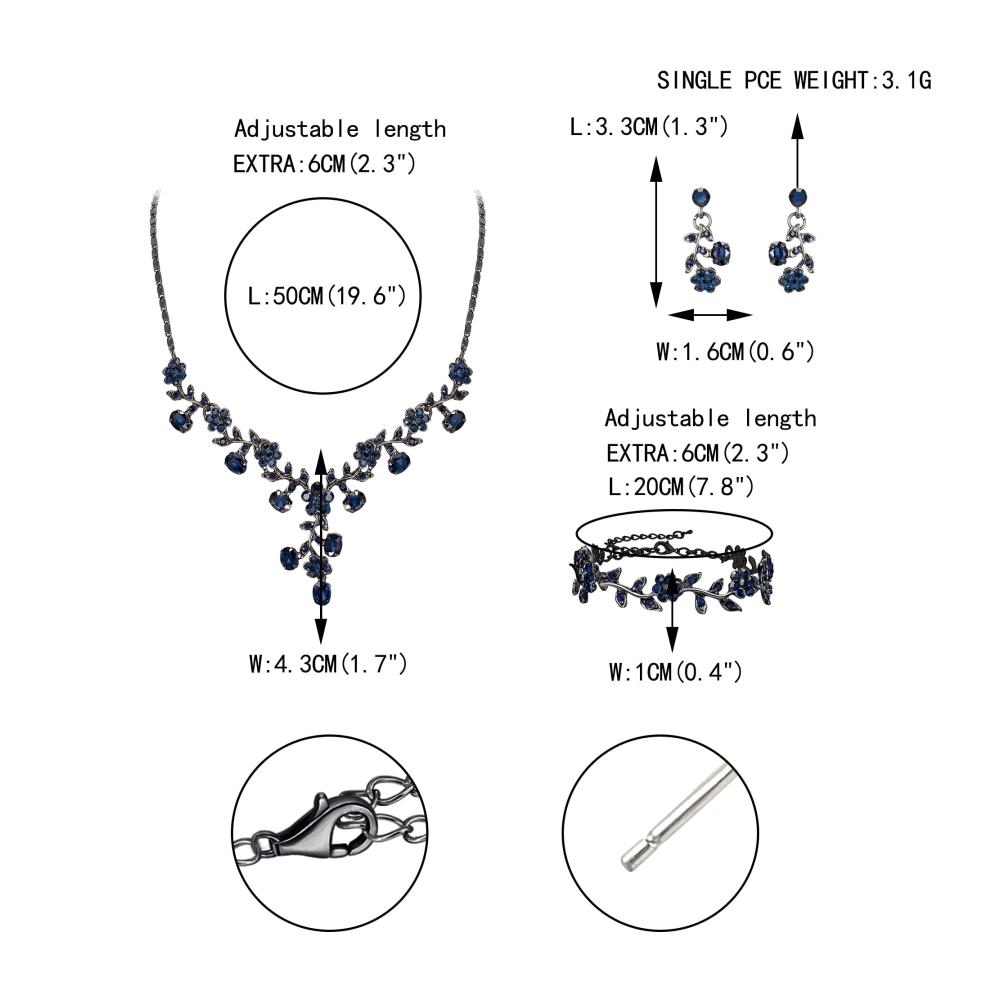 Hochzeitsschmuck-Set EVER FAITH Brautschmuck mit österreichischen Kristallen - Elegante Cluster-Blumen-Halskette Ohrringe und Armband für die perfekte Braut-Look