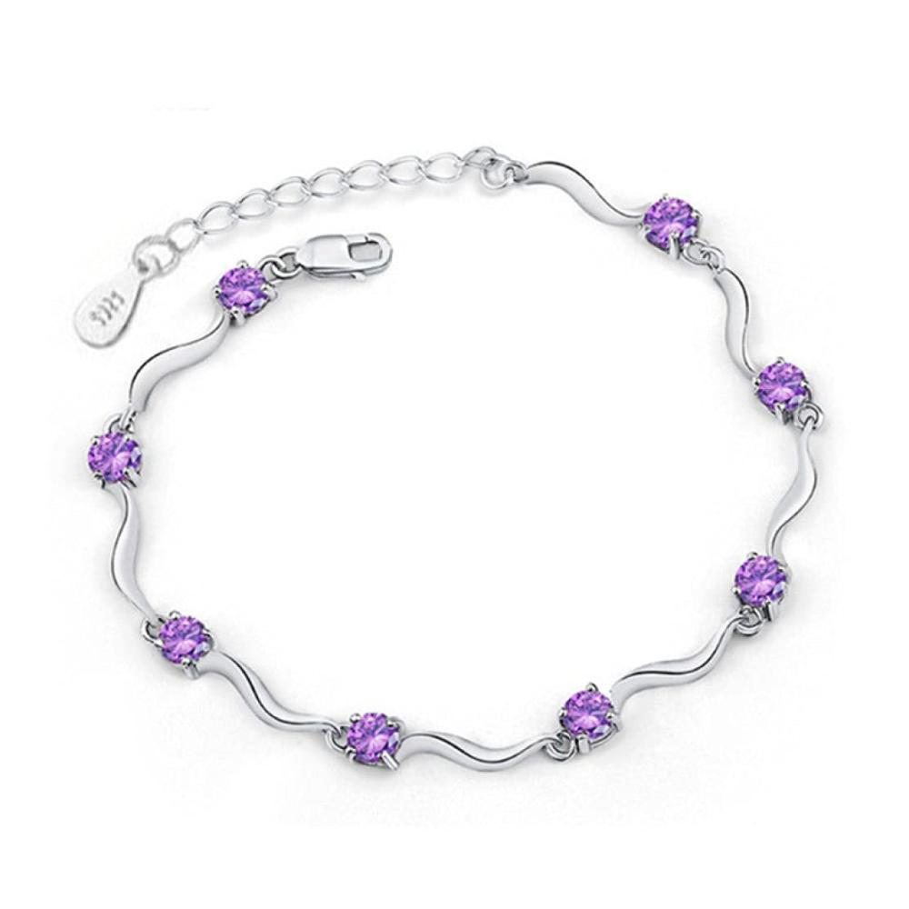 925 Sterling Silber Armband mit Mosaik Amethyst | Damen Silber-Armreif für Frauen | Exquisites Schmuckstück