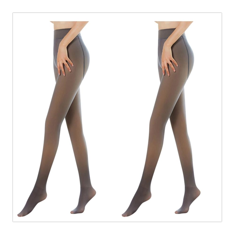 2er Set Damen Thermo-Strumpfhosen | Makellose Beine Warm & Dehnbar | Durchscheinende Leggings mit Fleece-Futter | Abnehmbar und Gefüttert | Schwarz-A Größe 90