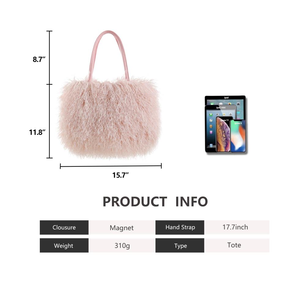 Flauschige Henkeltasche für Damen Große Furry Tote Bag aus Kunstfell für den Winter
