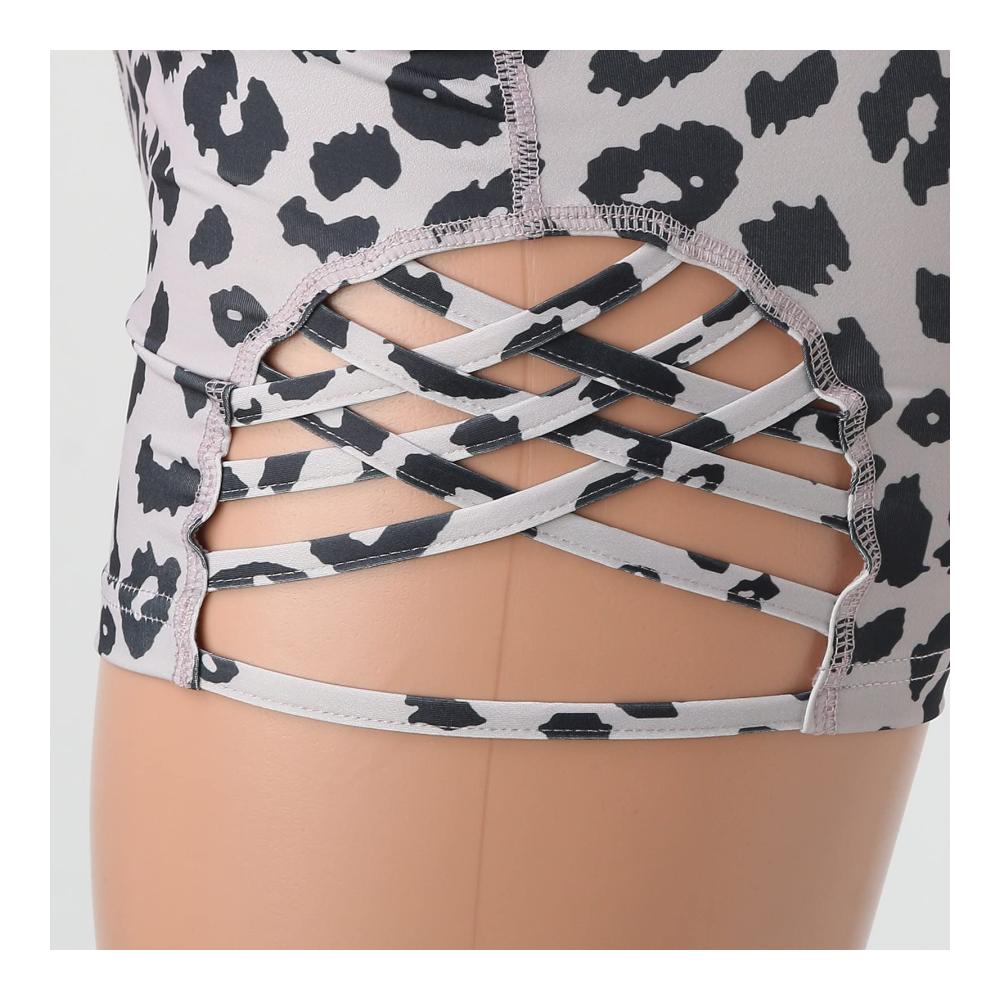 Yoga-Shorts Damen Hoch taillierte Fitness-Shorts für Poledance seitlich groß hohl - Jumpsuit inklusive