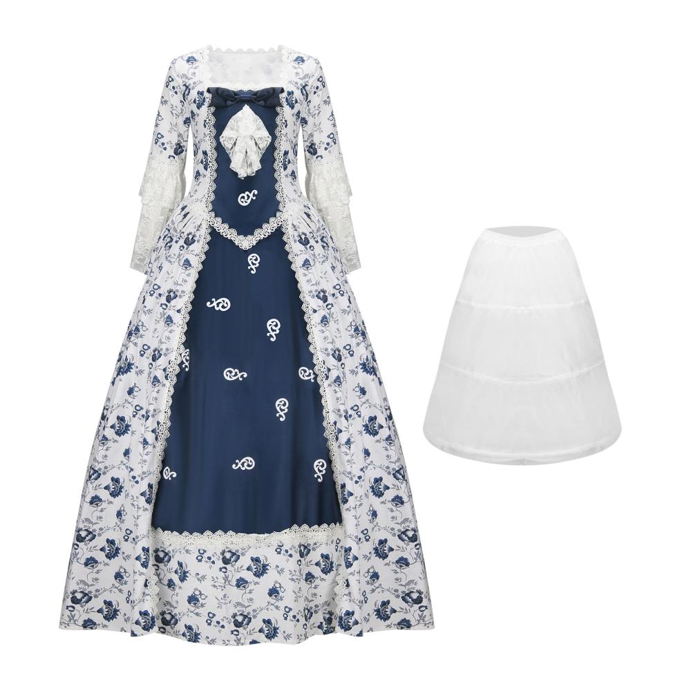 Retro Abendkleid Damen - Viktorianisches Ballkleid im Rokoko-Stil mit floralen Mustern Gothic Lolita Elementen Korsett und elegantem Touch für Cocktail-Events