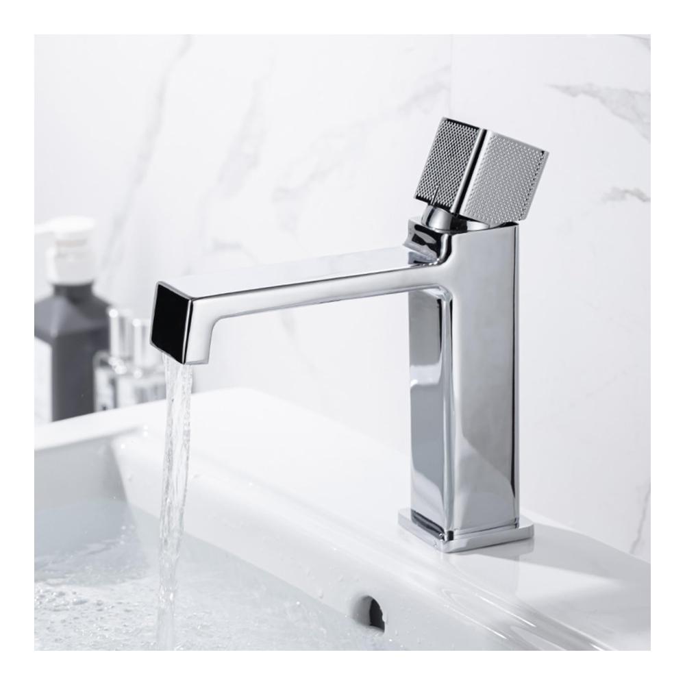 Chrom Wasserhahn für Bad - Moderner Wasserfall Einloch Waschtischarmatur für Pullover & Strickjacken - Heiß und Kalt - Messing Bad Waschbeckenarmatur