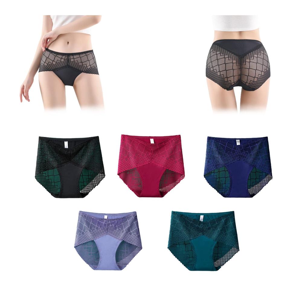 Natürliche Eleganz Damen Spitzenhöschen mit hoher Taille - Atmungsaktive weiche Slips