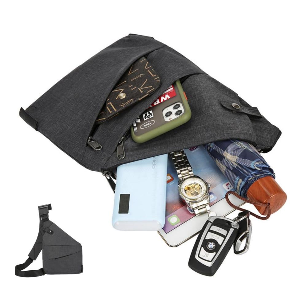 Messenger-Bags Valcen Personal Flex-Tasche für Reisen Anti-Diebstahl-Schultertasche mit Mehreren Taschen – Ideale Umhängetasche für Outdoor-Abenteuer (Grau Links