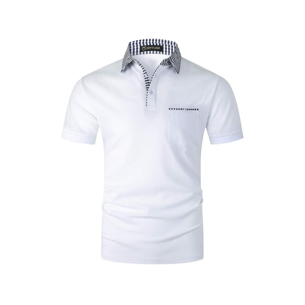 Herren Poloshirt Kurzarm mit klassischem Karomuster und Polo-Tasche - Stilvolles Polohemd für einen zeitlosen Look