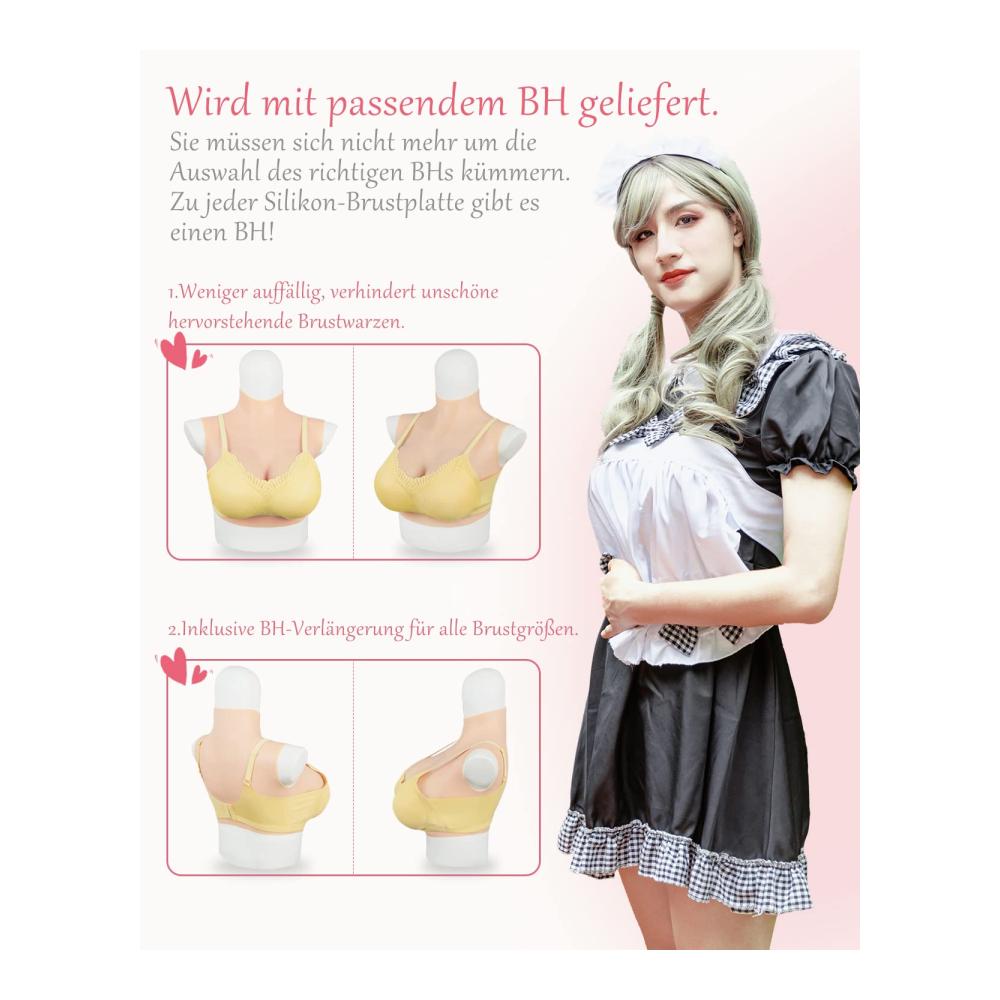 Silikon BH-Einlagen für B-G Körbchen mit Geeignetem BH | Realistische Silikonbrustplatten und Brustformen für Crossdresser Transgender Drag Queen Mastektomie Cosplay - Prothesen für eine natürliche Optik