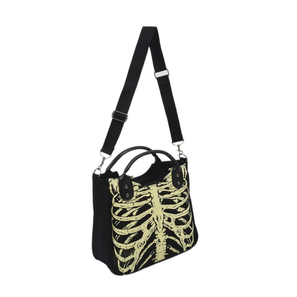Gotik Skeleton Schädel Henkeltasche - Leuchtendes Design für Damen in Punk-Rock-Stil