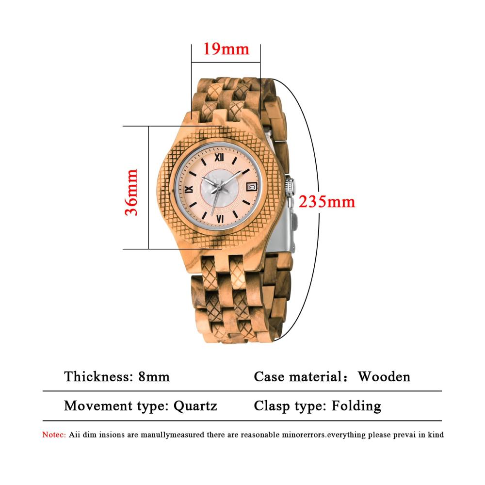 Natürliche Holzuhren für Damen Exklusive Tiong Armbanduhr mit Analogem Quarz Verstellbarem Holzarmband und Leichtem Design