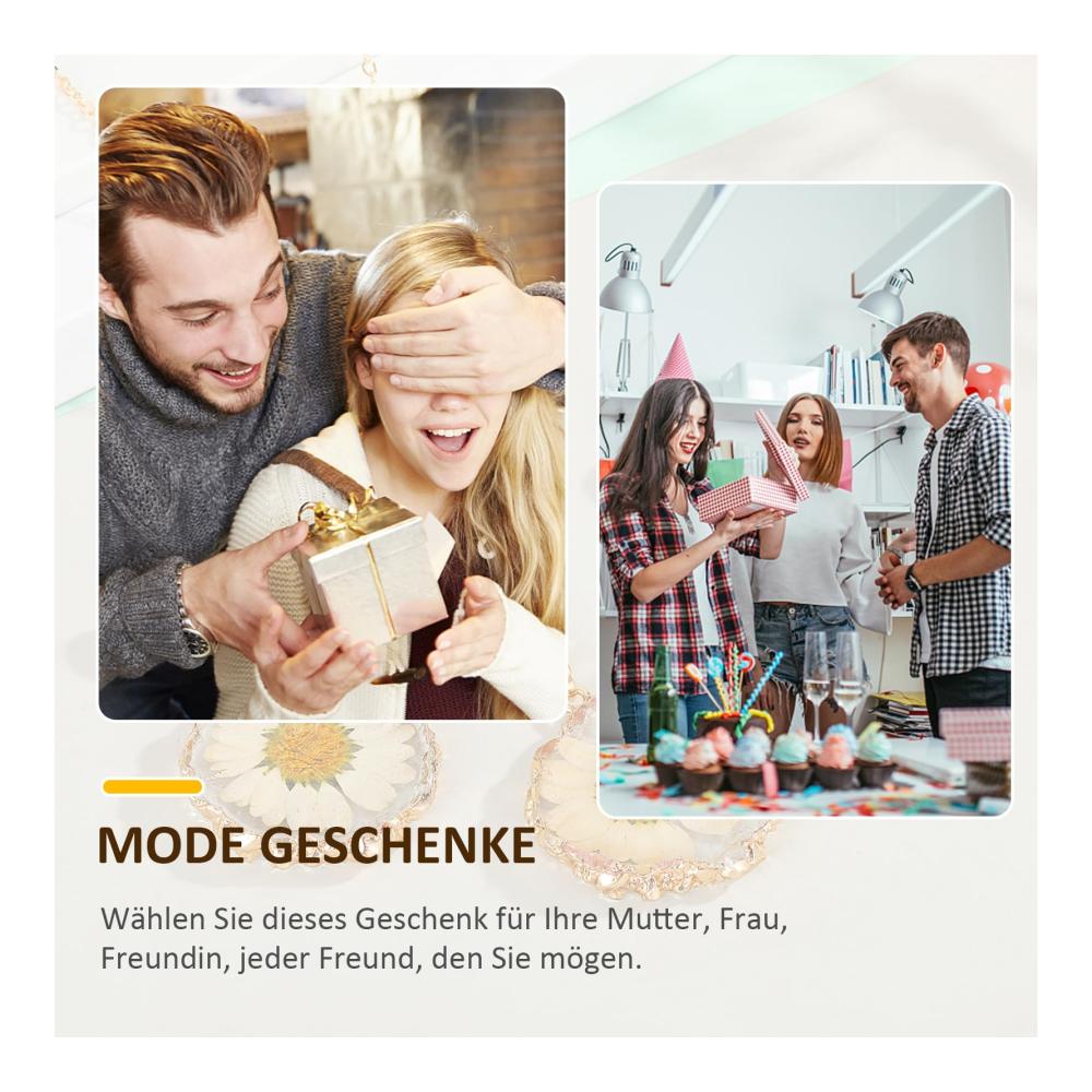 Daisy Sonnenblume Schmuck-Sets Goldene Halskette mit gepresster Blume und passenden Ohrringen – Handgefertigte Personalisierte Damen-Tropfenanhänger