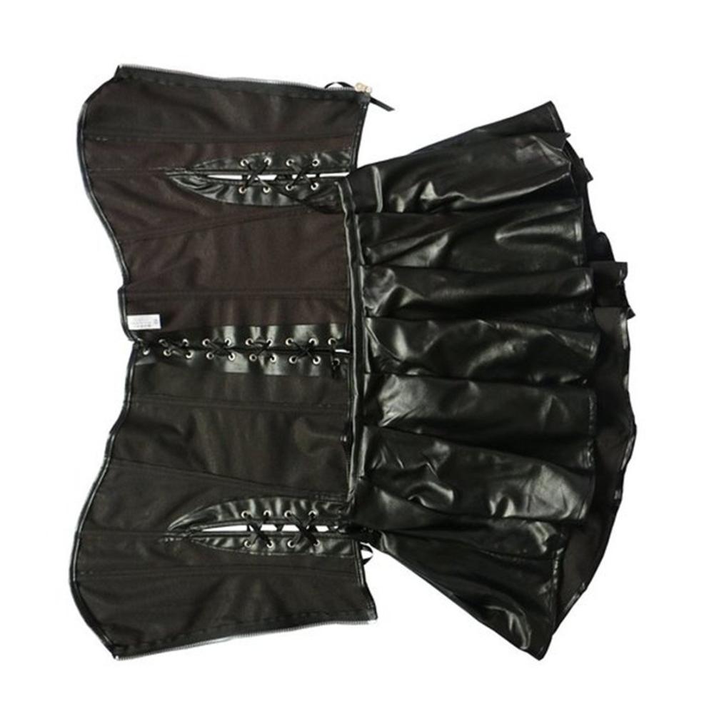 Schwarzes Kunstleder Corsagenkleid für Damen in Übergrößen (S-6XL) - Vollbrust Korsett für eine elegante Silhouette