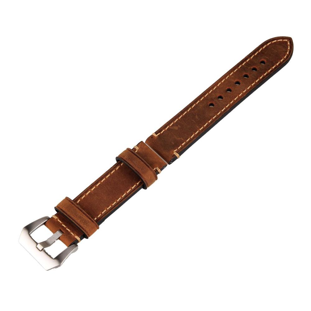 22mm Edelstahl-Wölbung Hochwertiges Echtes Leder Uhrenarmband für Armbanduhren