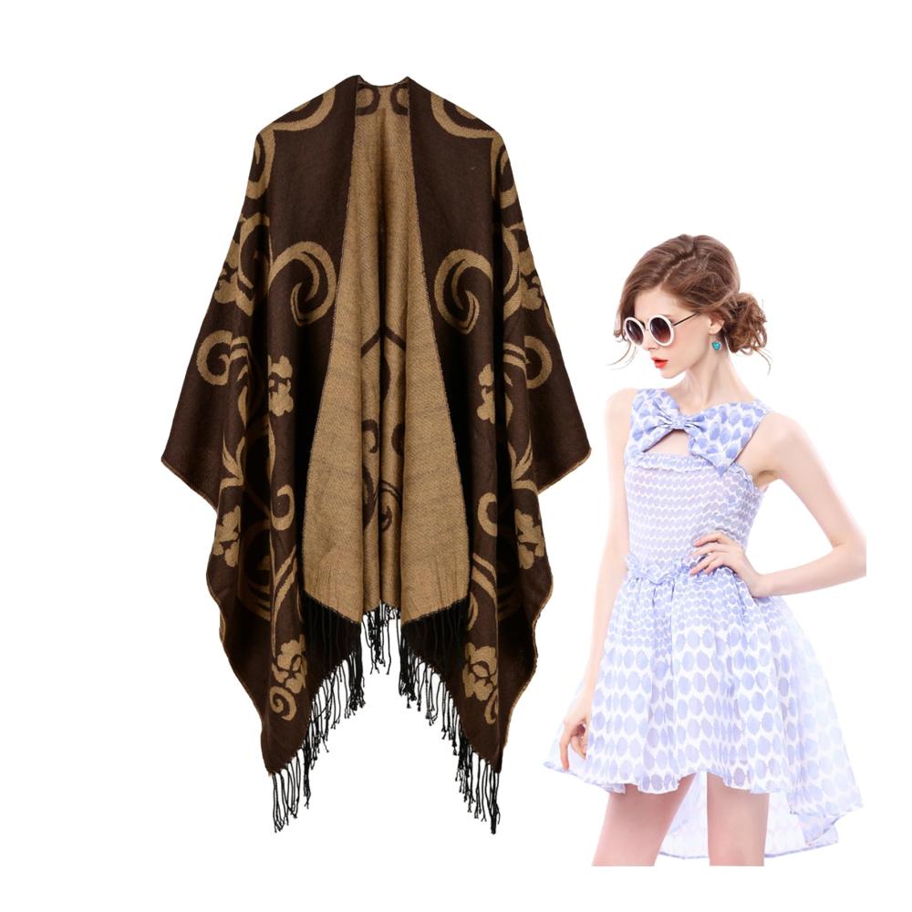 Damen Pashmina Schalwickel Doppelseitiger Wärme-Poncho ohne Pilling für stilvolle Damen | Vielseitiger Schal für Dating Zuhause Arbeit Reisen Schule & Treffen