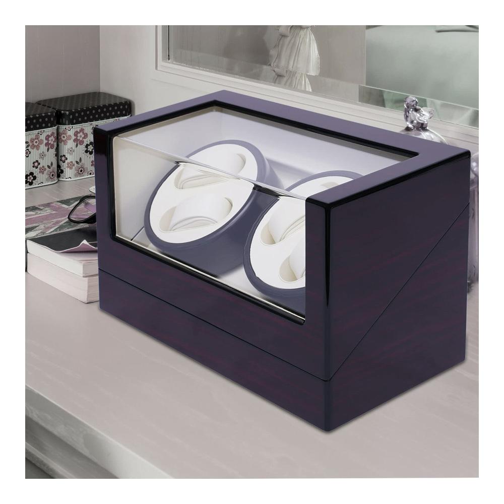 Automatischer Uhrenbeweger aus Holz für 4 Luxus Automatikuhren - Uhrenbox mit Uhrendreher-Funktion Watch Winder Box 34 × 20 × 18 cm
