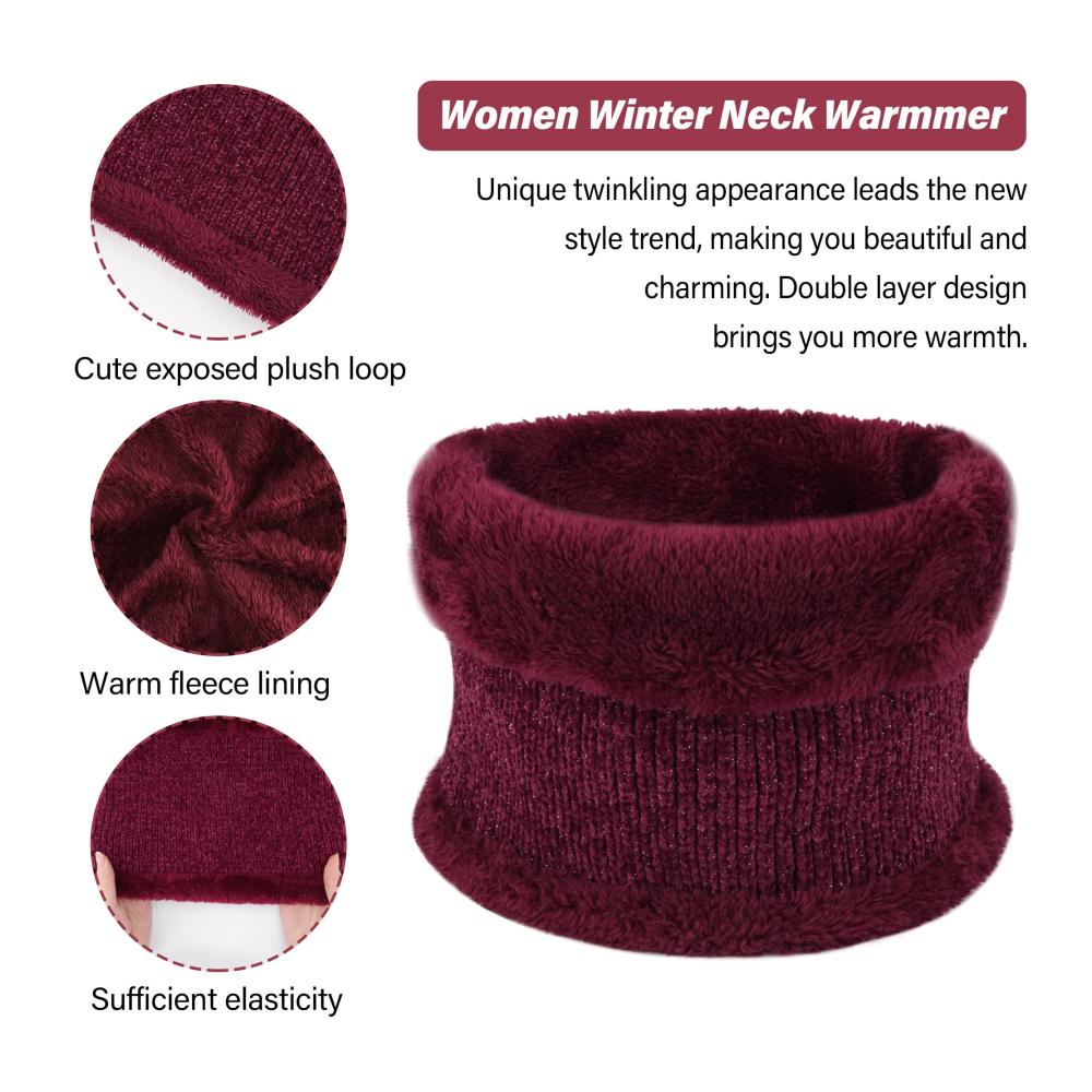 Chenille Strick Damen Winter Set Beanie Mütze Schal & Touchscreen-Handschuhe für den Winter - Loop Schal und Wärmende Winterhandschuhe inklusive