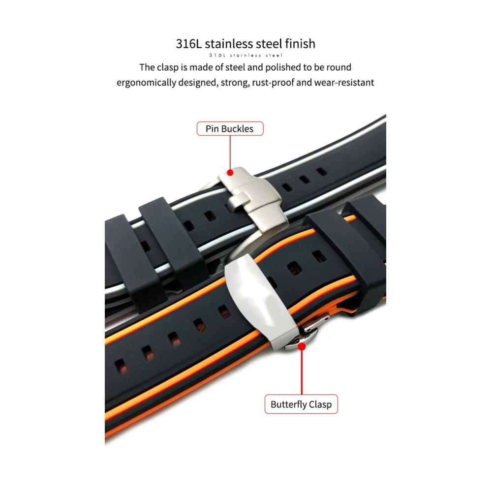 Uhrenarmband 23 mm 24 mm - Hochwertiges Gummi Silikon Ersatzarmband für T035617 T035 - Premium Qualität Speziell angefertigt