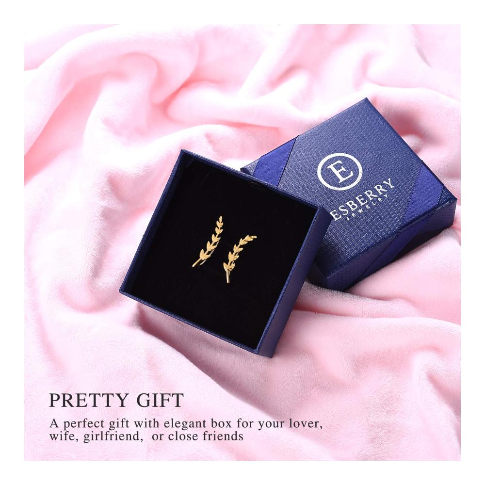 18 Karat Vergoldete Blatt-Ohrstecker - Elegante Weihnachtsgeschenke für Damen - Silber 925 Schmuck mit Gelbgoldbeschichtung - Damenohrringe in Blätterform - Exquisites Geschenk für Frauen (Gelbgold-2