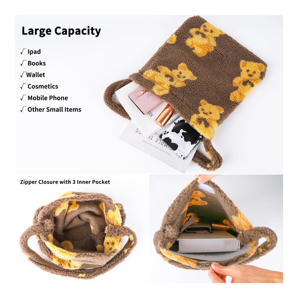 Flauschige Umhängetasche für Mädchen Kawaii Plüsch Shopper mit Ästhetik ideal für trendige Damen-Dates