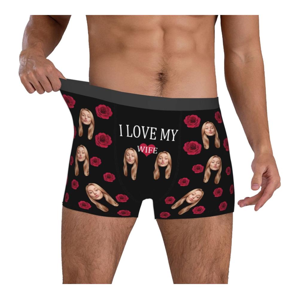 Personalisierte Lustige Boxershorts für Männer - Individuelle CUIGOI Unterwäsche mit Foto für Ehefrau-Gesichtsdesign