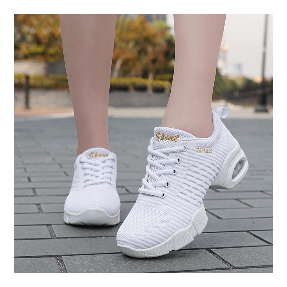 Damen Tanzschuhe mit Mesh Lace-Up Design Luftkissen ideal für Tanztraining und Jazzdance - Websneaker für Damen