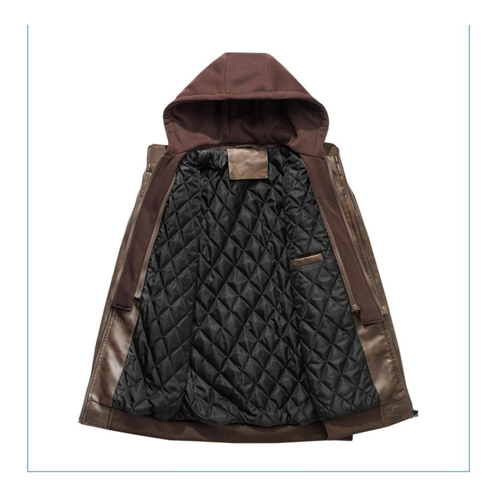 Herren PU Lederjacke mit Kapuze | Hochwertige Motorradjacke | Abnehmbare Hübsche Boutique Lederbekleidung | All-Match Slim Fit Mode Jacke