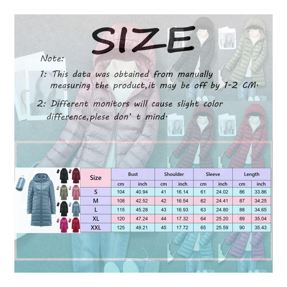 Daunenjacken Damen Lang - Leichte Steppjacke Wasserdicht & Winddicht - Warme Daunenmantel mit Reißverschluss abnehmbarer Kapuze - Slim Fit Pufferjacke Wintermantel für Frauen