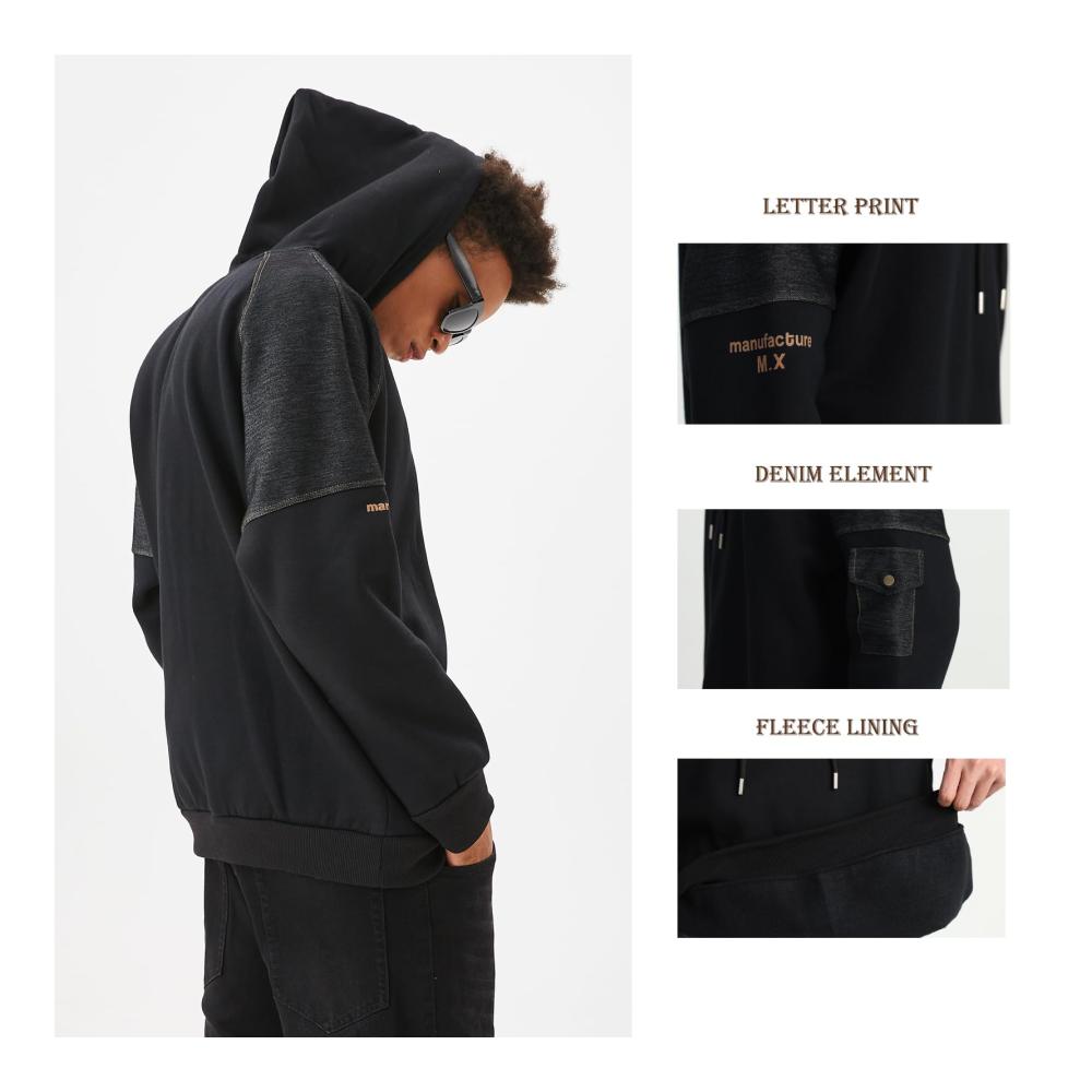 Moshtashio Herren Hoodie – Stilvoller Schwarz Kapuzenpullover für Männer mit Unisex-Design