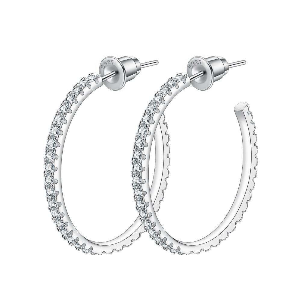 925 Sterling Silber Ohrringe - Damen Creolen für Hypoallergene Eleganz | Große Silber Ohrringe als Geschenk für Frauen | Hochwertiger Schmuck mit 925er Silber - Stilvoll und Zeitlos