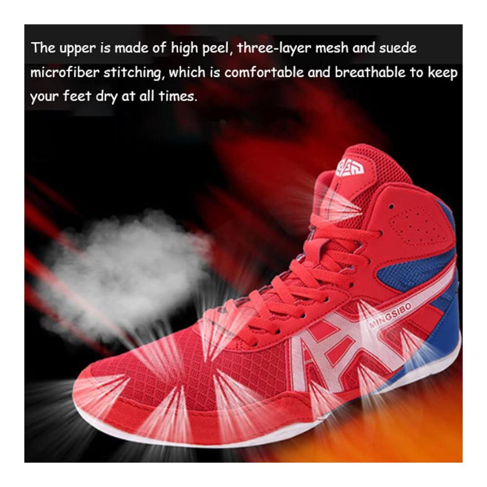 Professionelle Boxschuhe für Gewichtheben Wrestling Powerlifting & Bodybuilding – Stabile Squat-Schuhe mit optimaler Fußarbeit Flexibilität und Atmungsaktivität für Herren und Damen (Größe 36-46