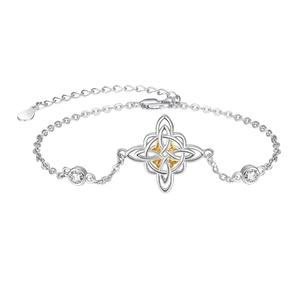 925er Sterlingsilber Hexenknoten Armband mit Triquetra - Irisches Keltisches Schmuckgeschenk für Frauen und Mädchen