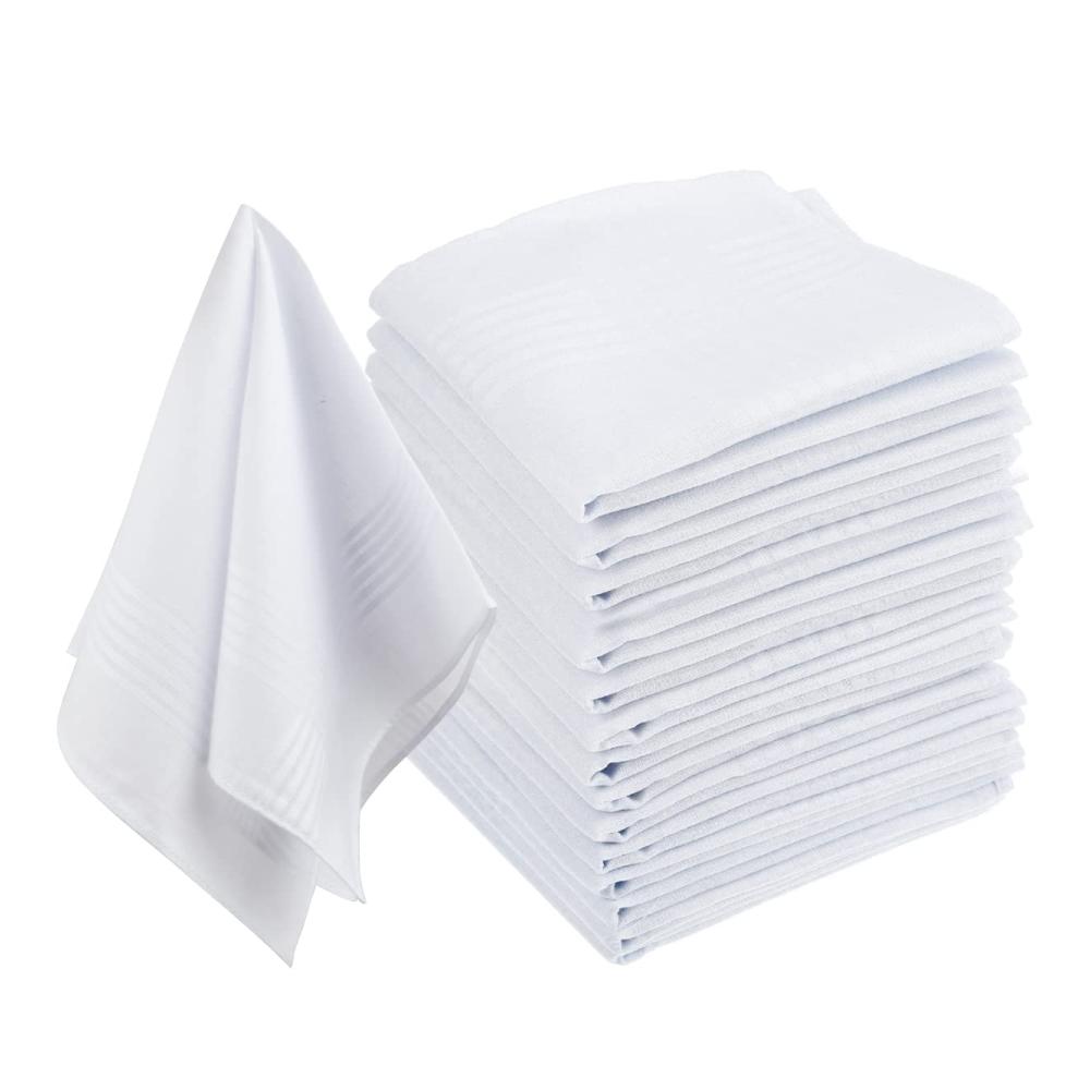 Herrentaschentücher Set - 15 Stück Weiße Stofftaschentücher 40cm aus 100% Baumwolle