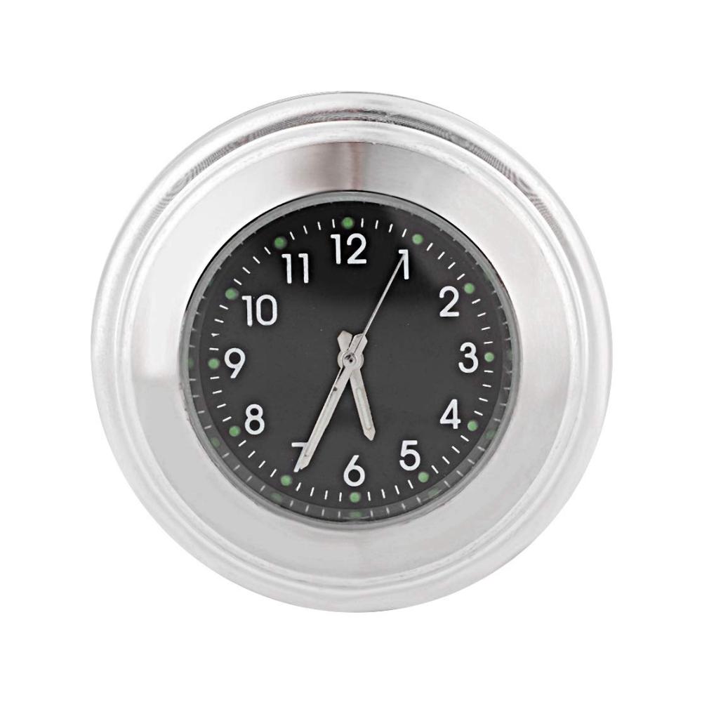 Motorrad Lenkeruhr - Wasserdichte Quarzuhr für 7/8-Zoll-Lenker mit Aluminium Halterung (Weißes Zifferblatt Schwarzes Armband