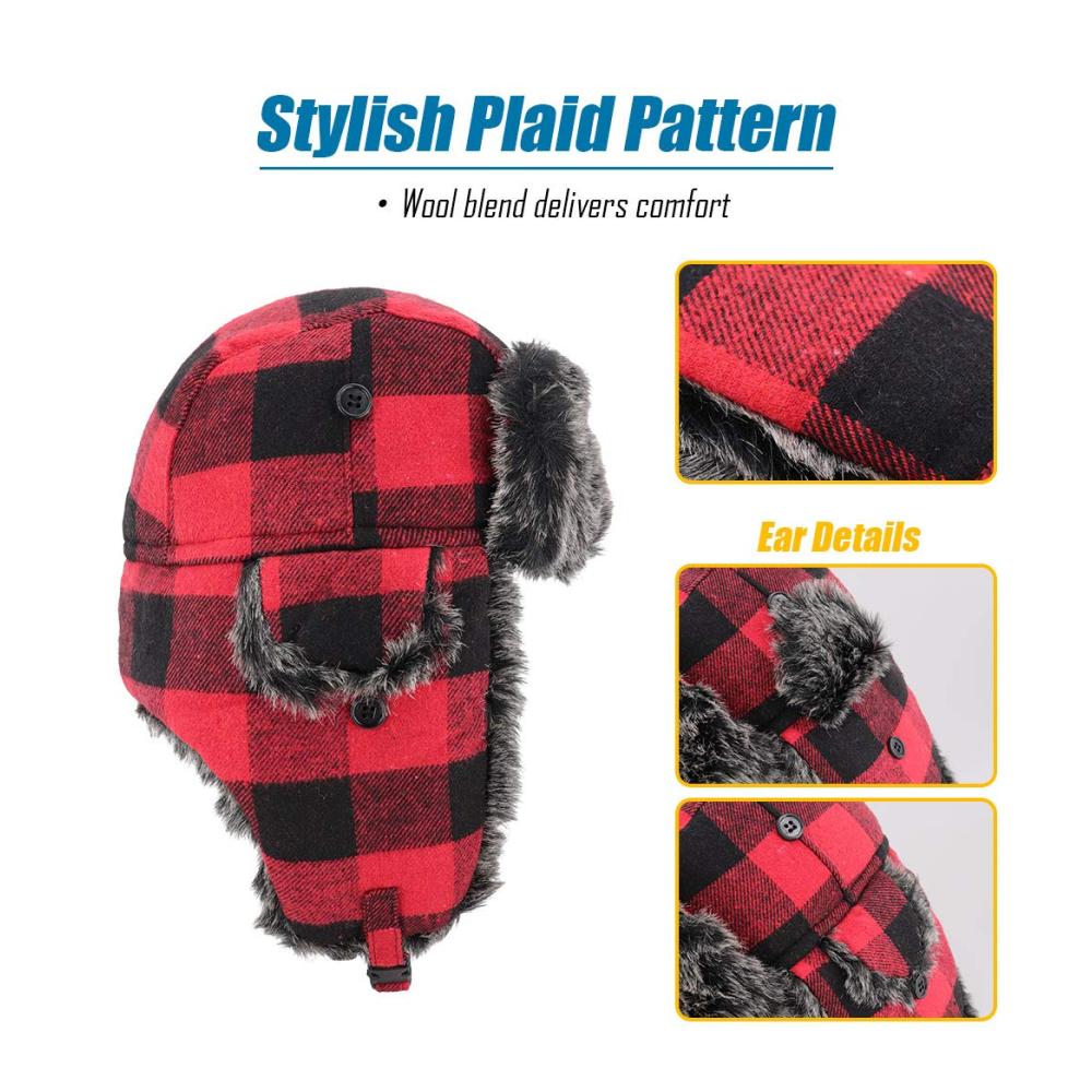 Winter Fliegermütze mit Ohrenklappen - Gisdanchz Russen Mütze Ushanka Chapka für Damen und Herren