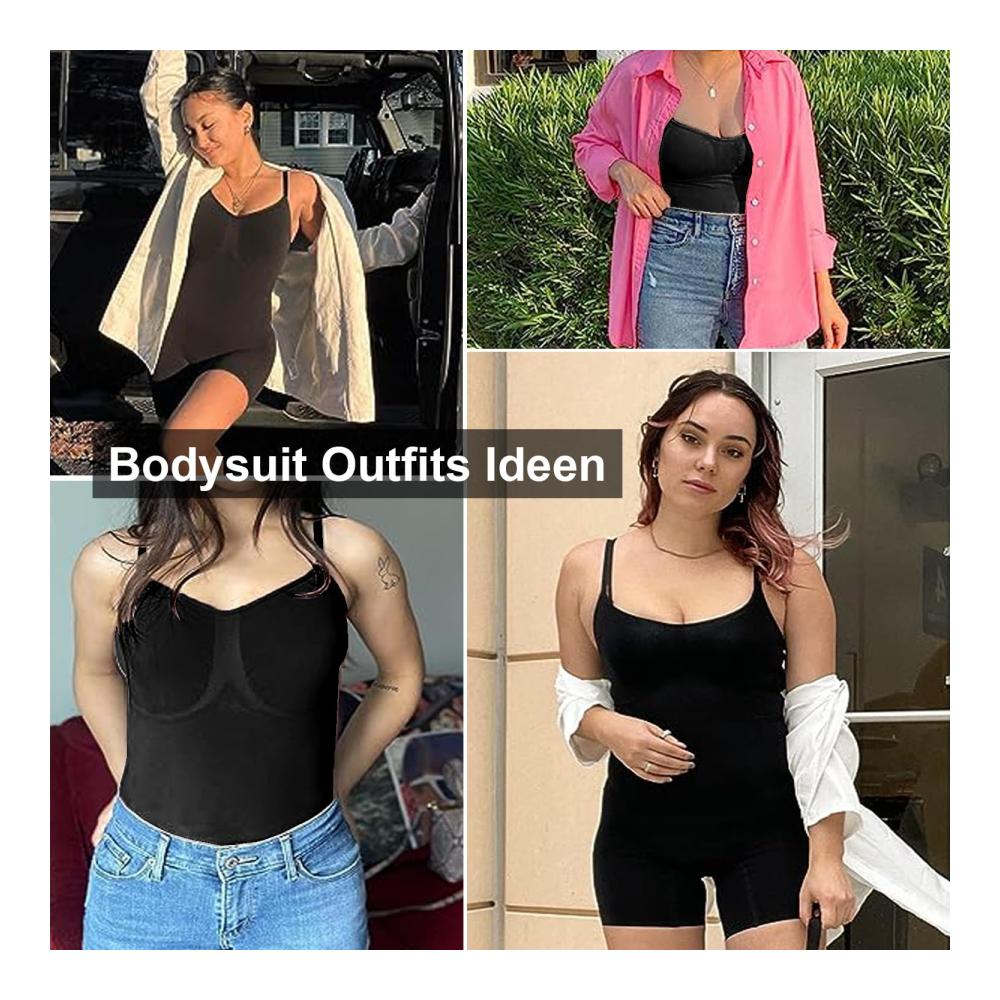 Figurformende Bodys von MELARQT – Shapewear Damen Bodysuit mit Bauchweg-Effekt Vielseitiger Shaping Jumpsuit Taillenmieder mit Verstellbarem Schultergurt für Frauen