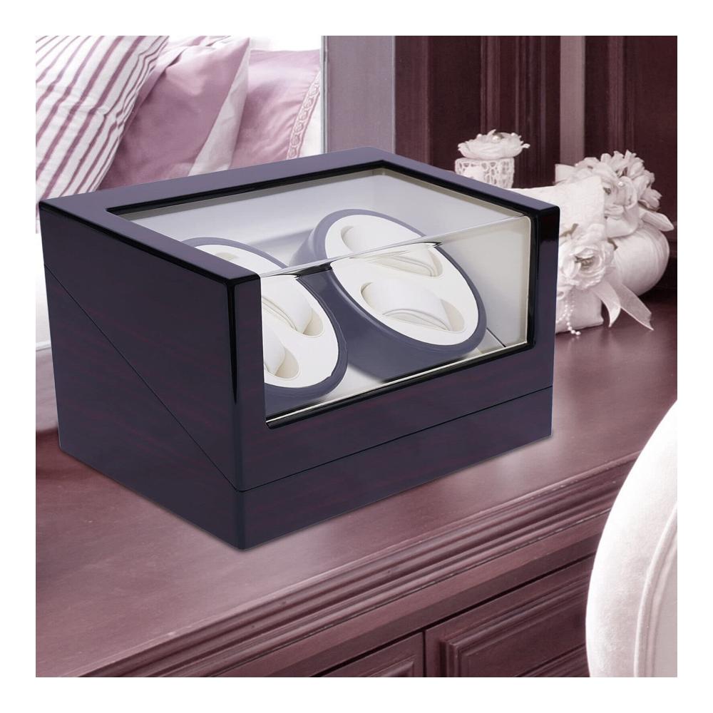 Automatischer Uhrenbeweger aus Holz für 4 Luxus Automatikuhren - Uhrenbox mit Uhrendreher-Funktion Watch Winder Box 34 × 20 × 18 cm