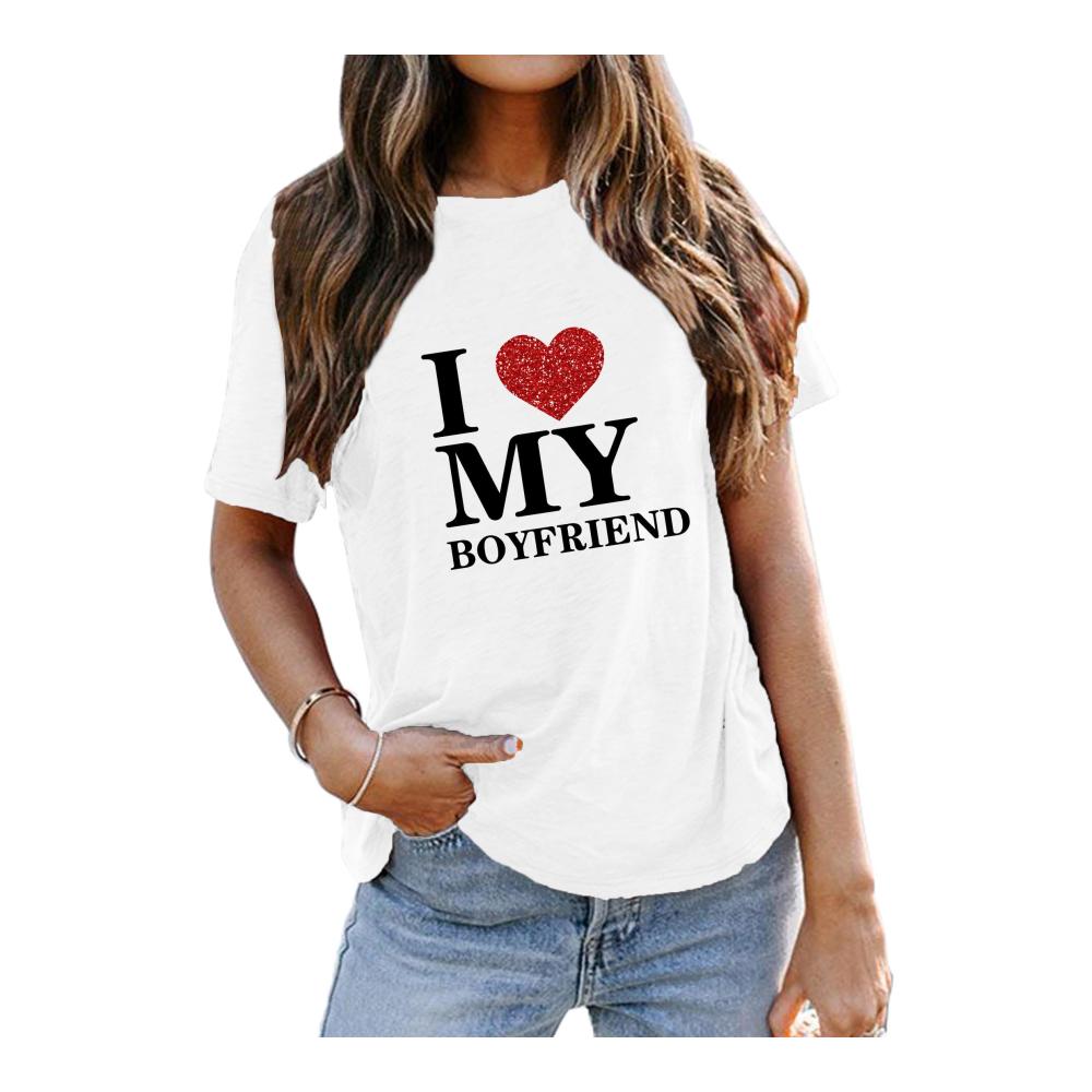 Boyfriend Love T-Shirt | Bf Heart Tee | Short Sleeve I Love My Boyfriend Shirt
