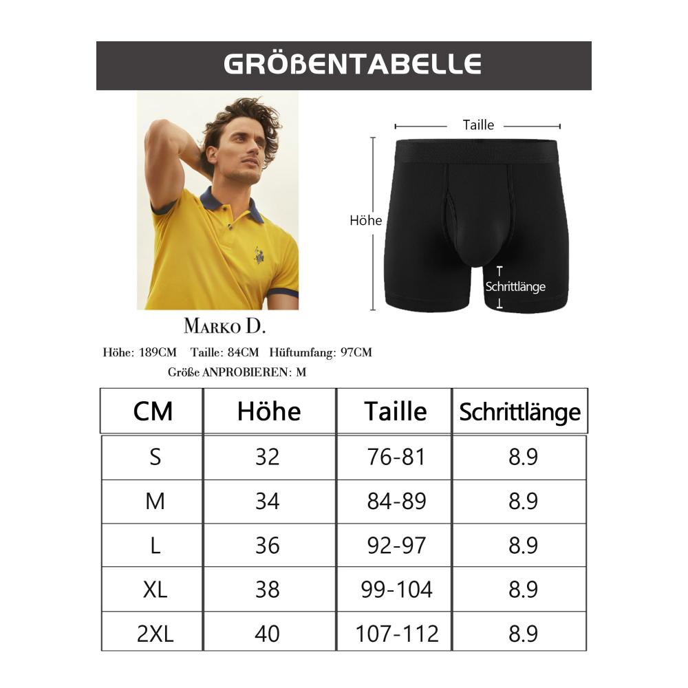 Herren-Boxershorts aus Baumwolle und Elasthan | Atmungsaktive Unterwäsche mit Eingriff | Größen S-XXL