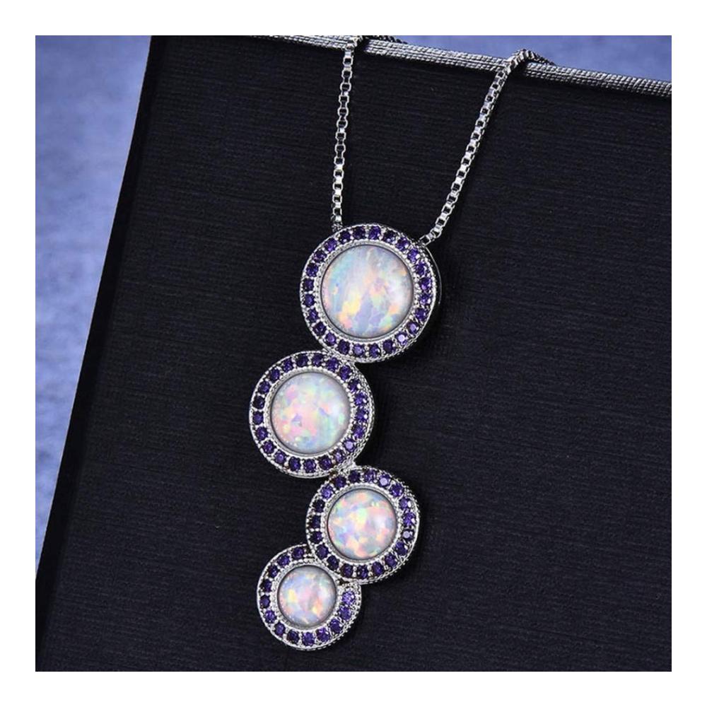 925 Sterling Silber Damen Halskette mit Schlüsselbein-Kette | Fashion Lady Retro Anhänger in Multicolor Regenbogen | Bunte Schmuck-Kette für eine einfache atmosphärische Persönlichkeit