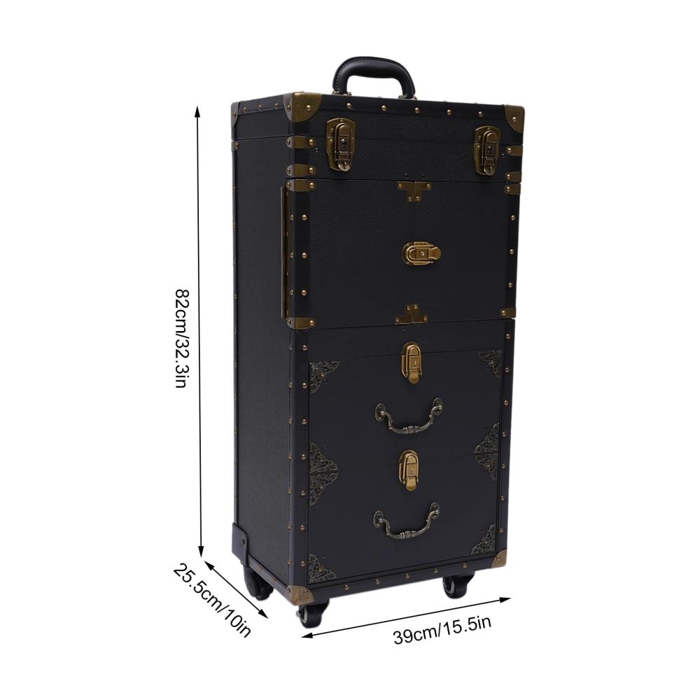 4-in-1 Kosmetikkoffer Trolley Rollender Friseur & Make-Up Koffer Abschließbar Aluminium Ohne Inhalt – EU Lager