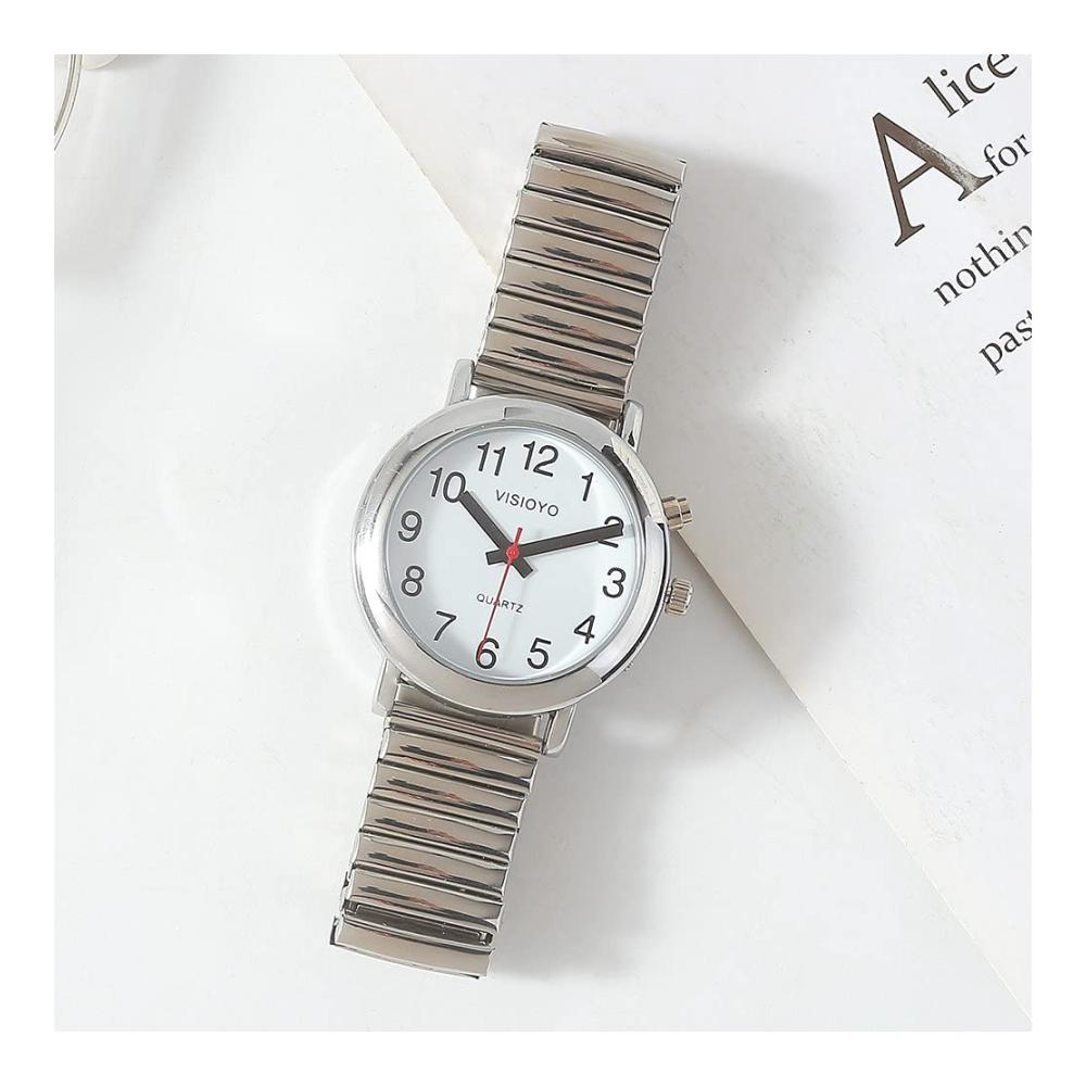 Deutsche Armbanduhr mit Alarm Datumsanzeige und weißem Zifferblatt - Elastisches Kordelzugmodell TUG-S201G
