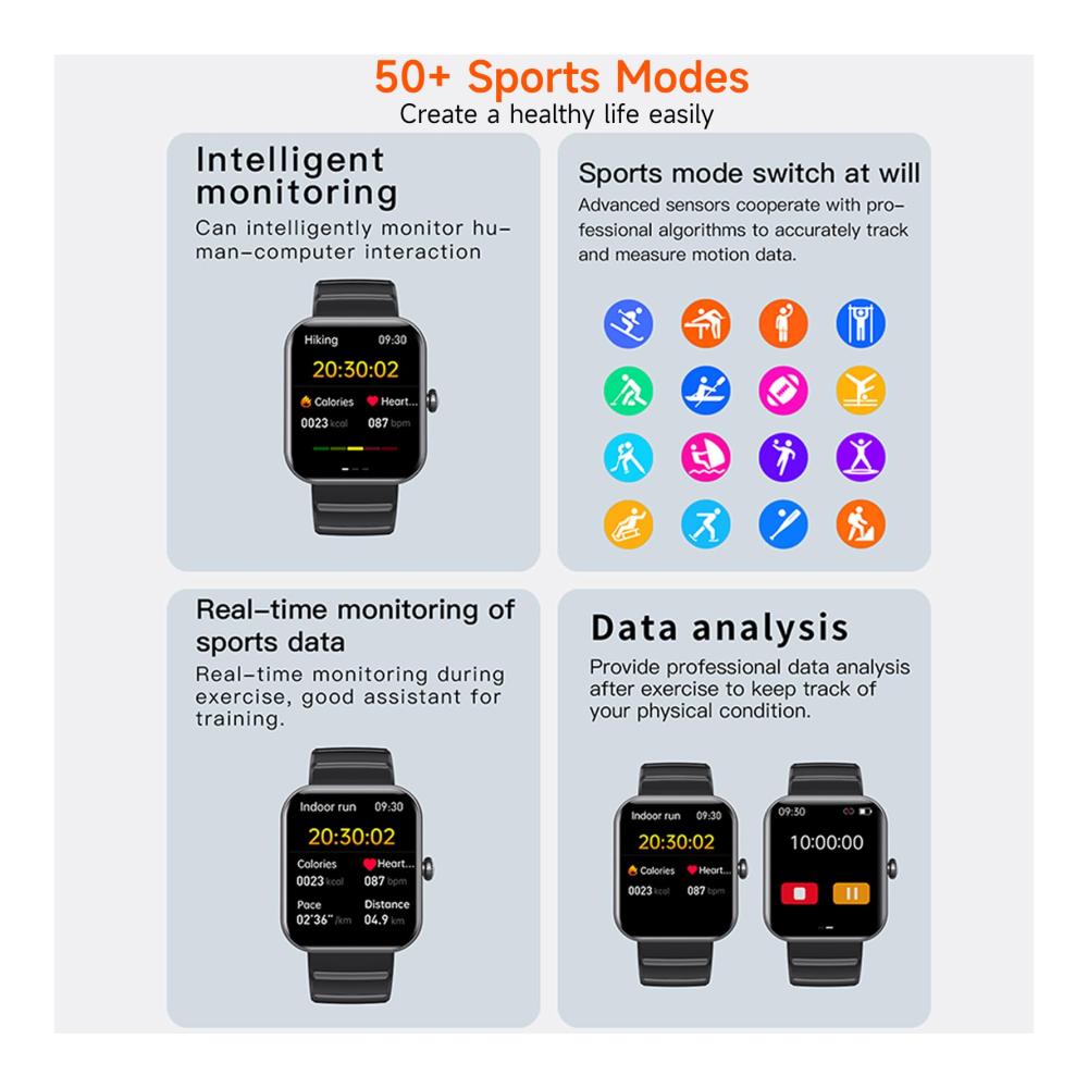 Fashion Smartwatch mit schmerzfreier Blutzuckerüberwachung | Bluetooth-Herzfrequenz Körpertemperatur Blutdruck Sauerstoffmessung | Sportuhr für Männer und Frauen (Gold
