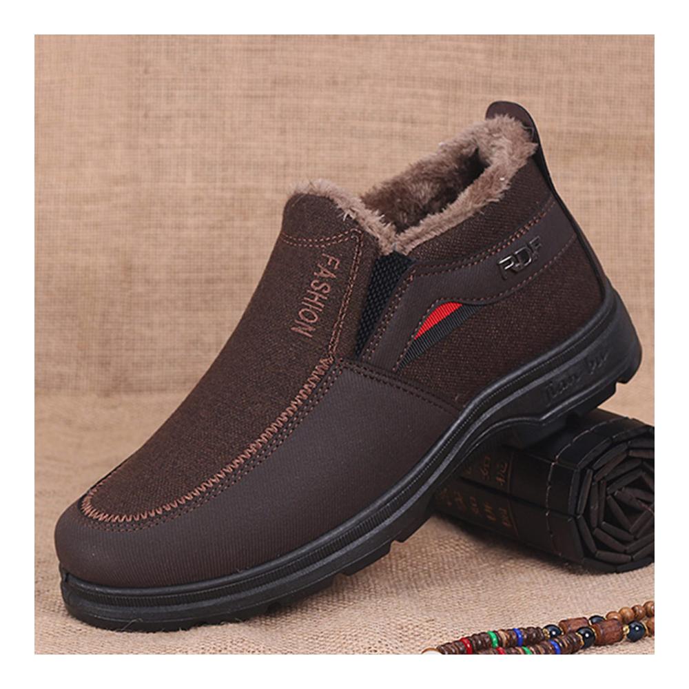 Boxschuhe 2024 Herren Schneestiefel für den Winter mit Runder Zehe Dicker Sohle Schlupf-Design und Atmungsaktivität - Modisch Warm und Bequem